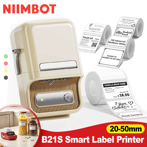 Niimbot B21 Mini Portable Thermal Label Printer Bluetooth Pocket Labels Maker or Adhesive Stickers for Barcode Clothing Use