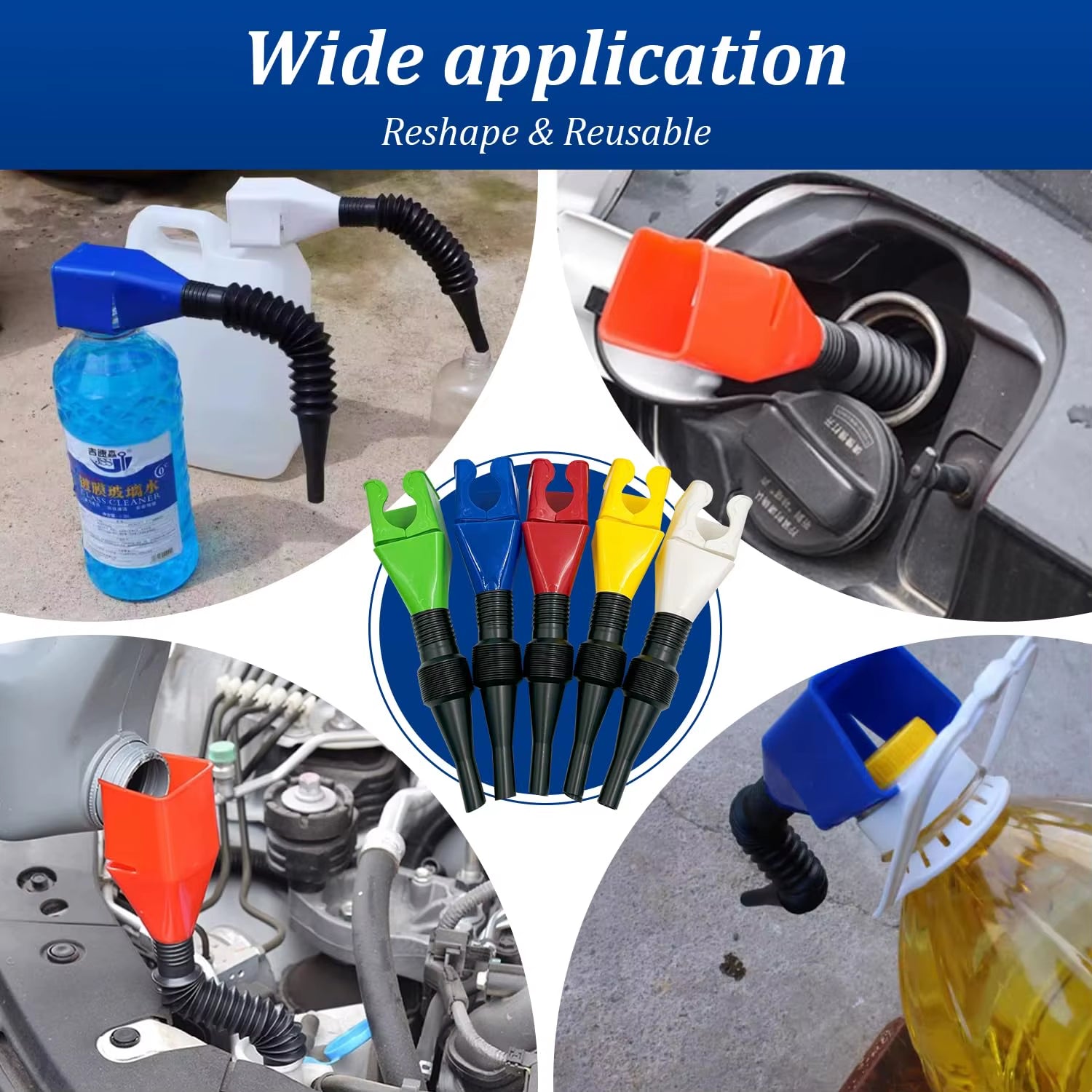 1Pcs Car Refueling Funnel Gasoline Foldable Engine Oil Funnel Tool Plastic Funnel Car Refueling Tool Auto Accessories
