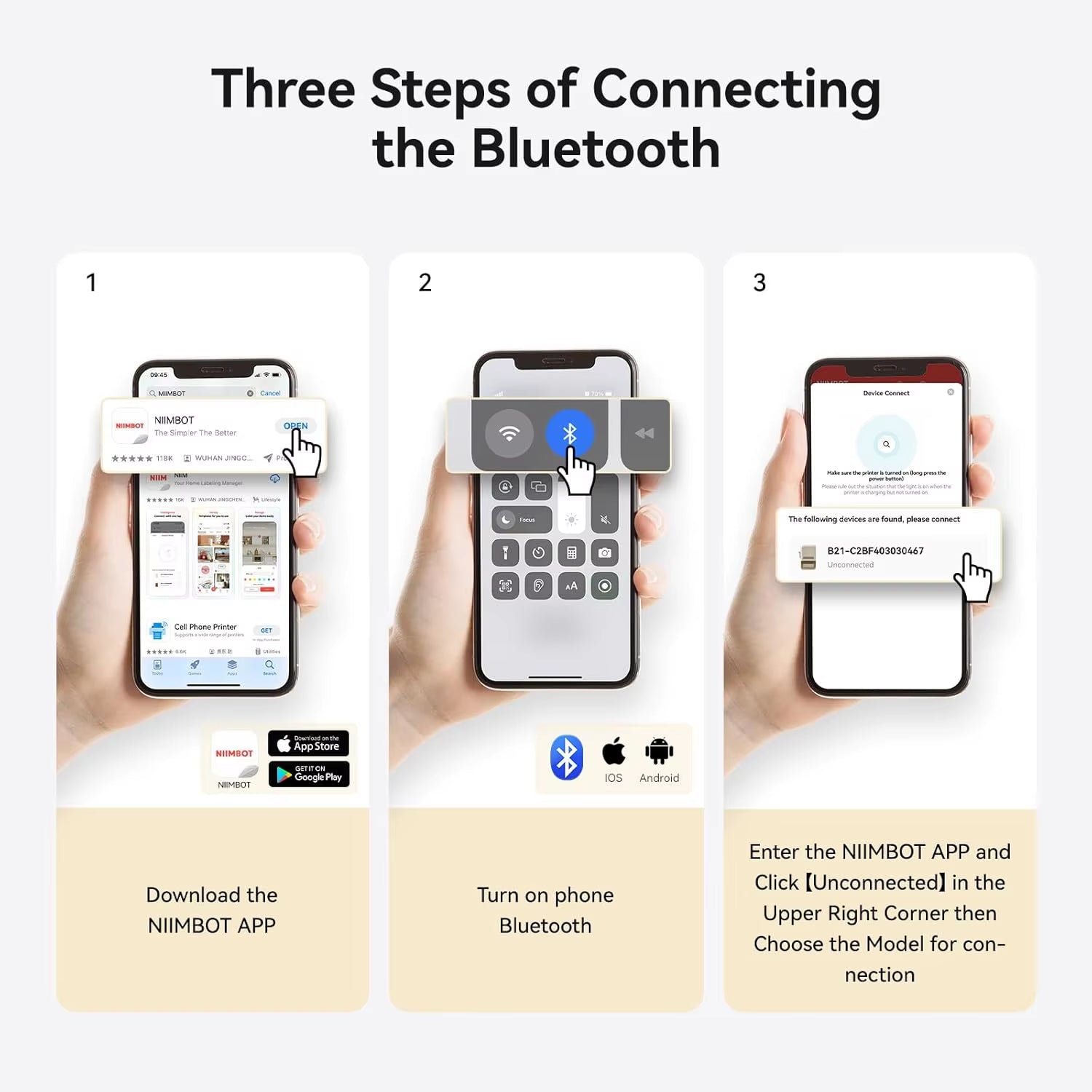 Niimbot B21 Mini Portable Thermal Label Printer Bluetooth Pocket Labels Maker or Adhesive Stickers for Barcode Clothing Use